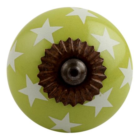 Lime Green Star Ceramic Drawer Knob